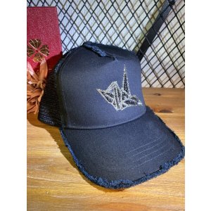 画像3: 折り鶴キャップ　ブラック　ダメージキャップ　フリーサイズ