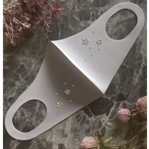 画像3: 花を散らしたデコマスク　グレー　ウレタン素材