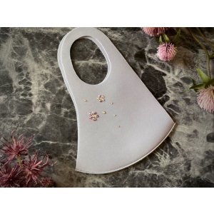 画像6: 花を散らしたデコマスク　グレー　ウレタン素材