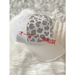 画像2: ヒョウ柄デコ　ホワイトダメージキャップ