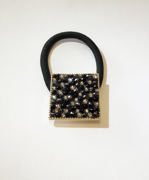 画像2: ブラック系スワロフスキーヘアゴム (2)