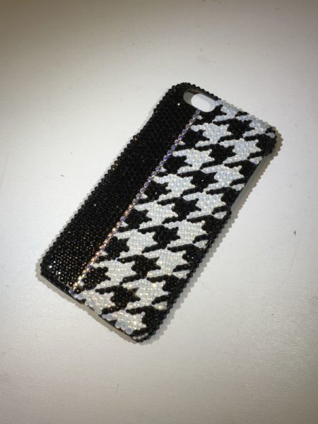 画像2: 千鳥格子柄           【スマホ iPhone全機種対応】ケース スワロフスキ-  (2)