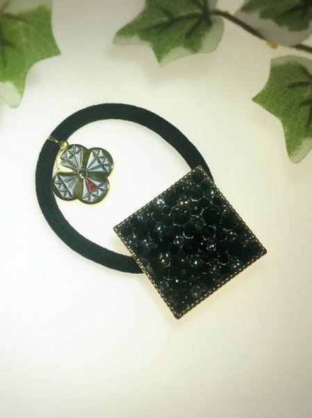 画像7: ブラック系スワロフスキーヘアゴム (7)