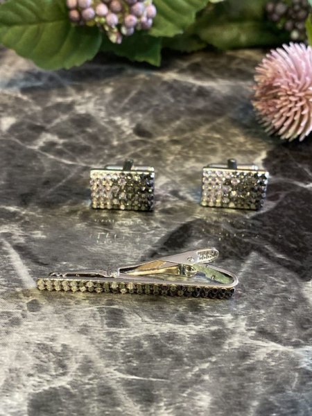 画像2: ネクタイピンとカフス グラデーション柄 (2)