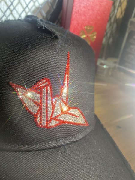 画像4: 折り鶴 クリスタル・レッド ダメージキャップ フリーサイズ (4)