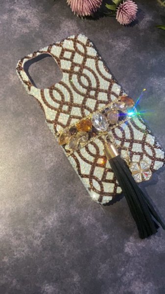 画像3: アリアドネの秘宝(Ariadne’s Treasure)モロッカン柄 セピア色ビジュースマホカバー 全機種対応 (3)