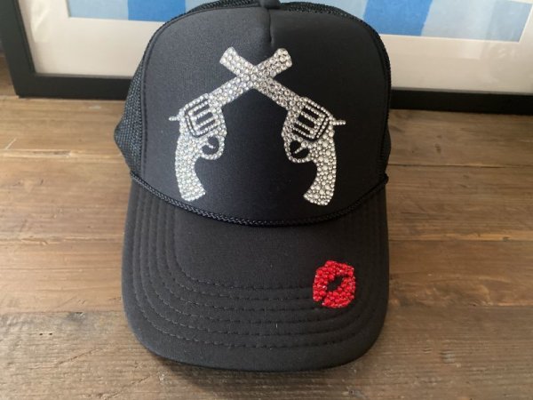 画像3: ピストル デコキャップ kiss💋マーク ブラック OTTO   (3)