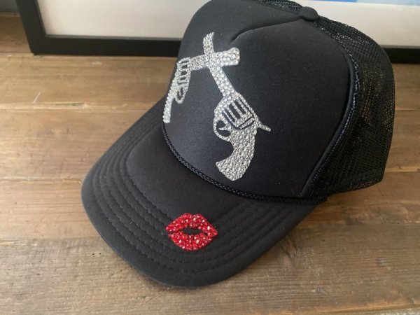 画像4: ピストル デコキャップ kiss💋マーク ブラック OTTO   (4)