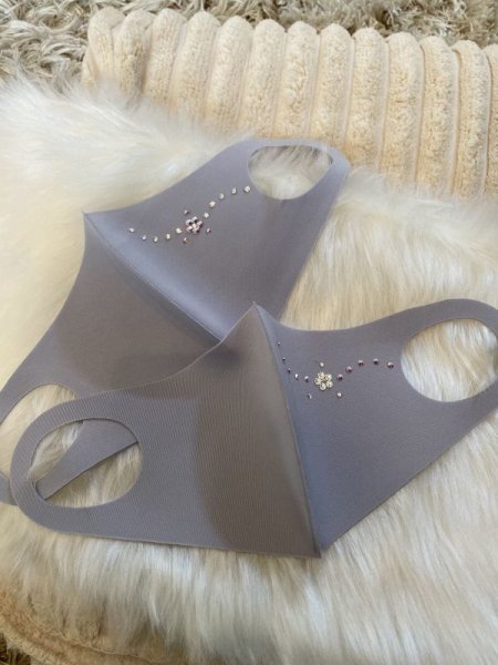 画像4: ポイントお花デコマスク グレー ウレタン素材 (4)