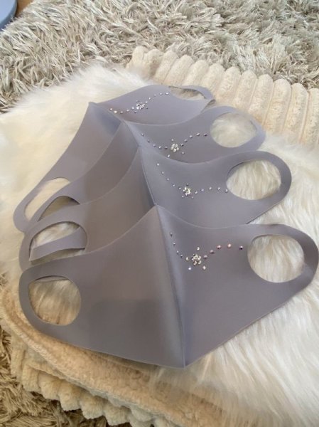 画像5: ポイントお花デコマスク グレー ウレタン素材 (5)