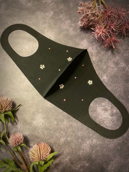 画像3: 花柄スワロフスキーデコマスク ウレタン素材 (3)