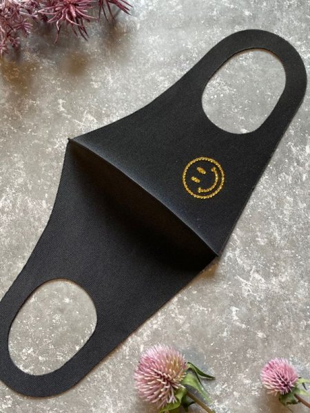 画像2: スマイル(大) イエロー系 スワロフスキーデコマスク (2)