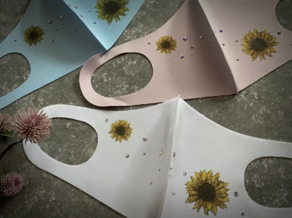 画像2: ひまわり デコマスク スワロフスキー®︎クリスタル (2)