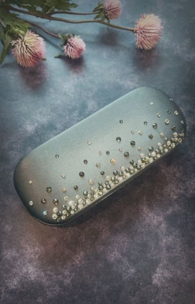 画像3: 眼鏡ケース バブルデコ ブラックダイヤ クリスタル (3)