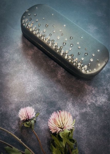 画像2: 眼鏡ケース バブルデコ ブラックダイヤ クリスタル (2)