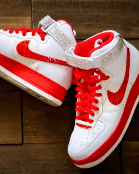 画像2: NIKEエアフォース1 ハイカット  シューズお持ち込み ガラスストーン (2)